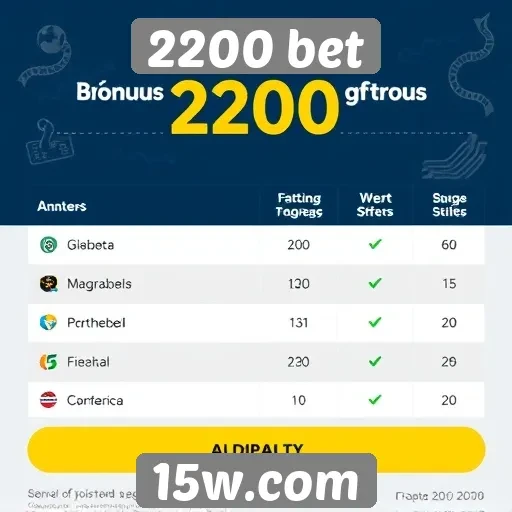 Comparativo de bônus oferecidos pela 2200 bet